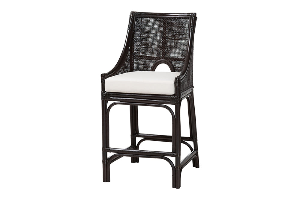 bali & pari  - Acton Counter Stool - Acton-Coffee Bean Rattan-Cushion-CS view 1