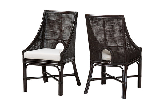 bali & pari  - Acton Dining Chair Set of 2 - Acton-Coffee Bean Rattan-Cushion-DC view 1