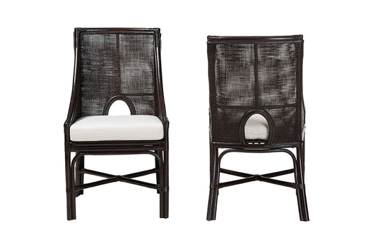 bali & pari  - Acton Dining Chair Set of 2 - Acton-Coffee Bean Rattan-Cushion-DC view 2
