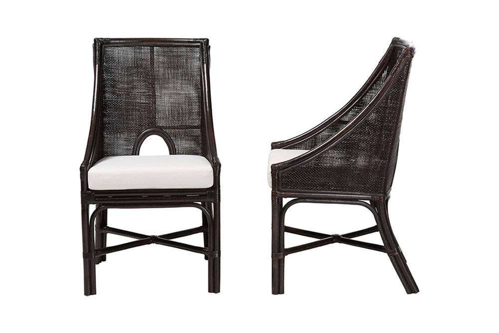 bali & pari  - Acton Dining Chair Set of 2 - Acton-Coffee Bean Rattan-Cushion-DC view 3