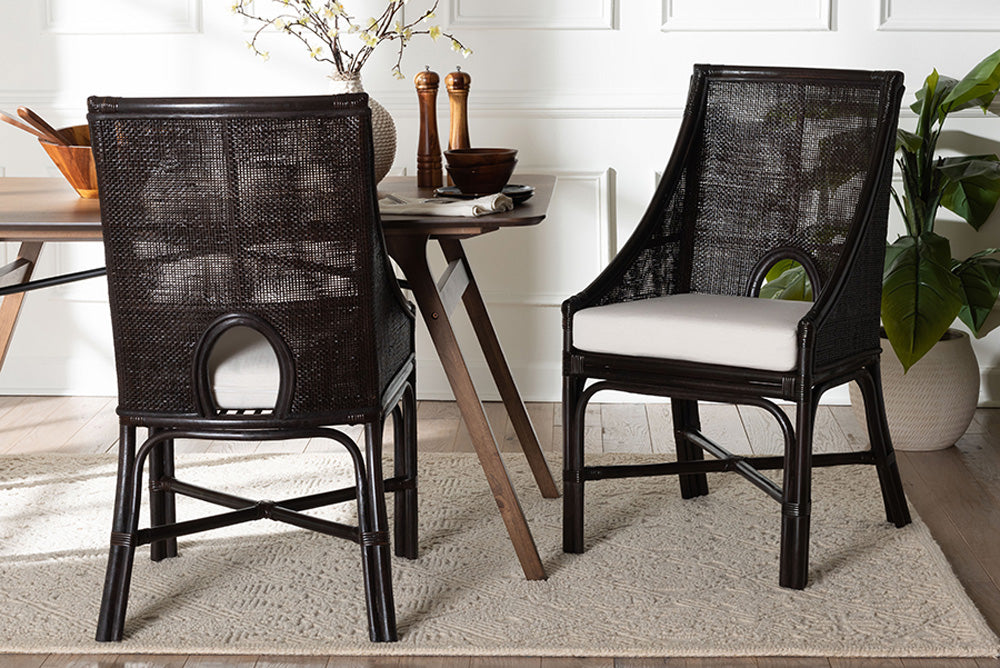 bali & pari  - Acton Dining Chair Set of 2 - Acton-Coffee Bean Rattan-Cushion-DC view 5