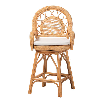 bali & pari  - Adam Counter Stool in Light Honey - Adam-Light Honey/Rattan-Swivel-Cushion-CS view 2
