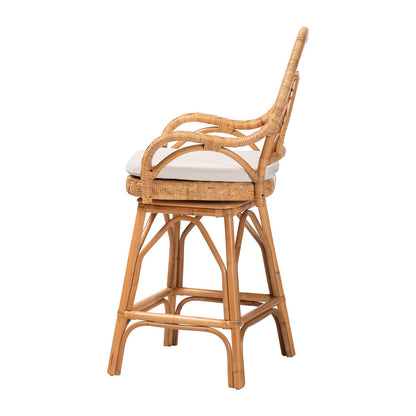 bali & pari  - Adam Counter Stool in Light Honey - Adam-Light Honey/Rattan-Swivel-Cushion-CS view 3