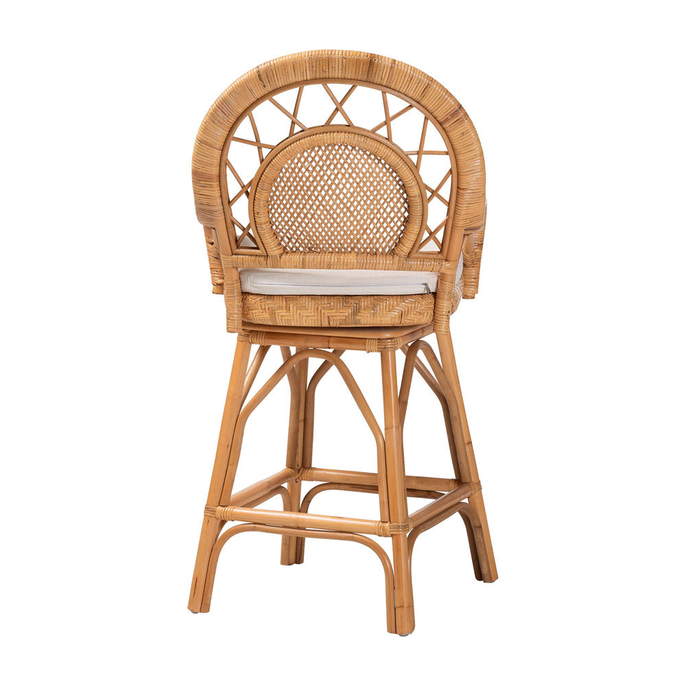 bali & pari  - Adam Counter Stool in Light Honey - Adam-Light Honey/Rattan-Swivel-Cushion-CS view 4