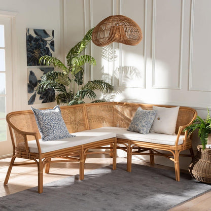 bali & pari - Adede Set of 2 Corner Benches in Light Honey - Adede-Light Honey Rattan-2PC Bench Set view 7