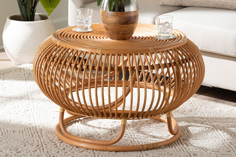 bali & pari - Adeola Coffee Table - Adeola-Light Honey Rattan Coffee Table view 5