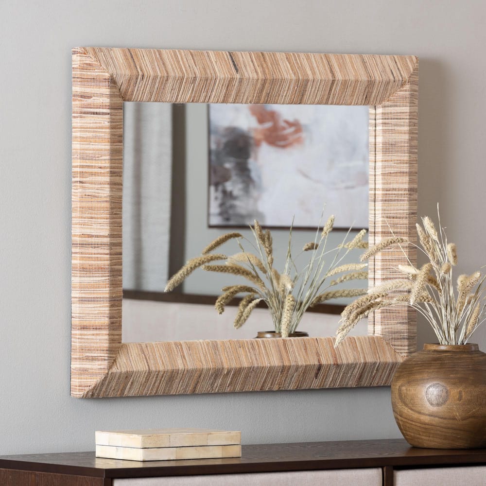 bali & pari - Adino Mirror in Natural - Adino-Waterhyacinth-Square Medium-Mirror view 4