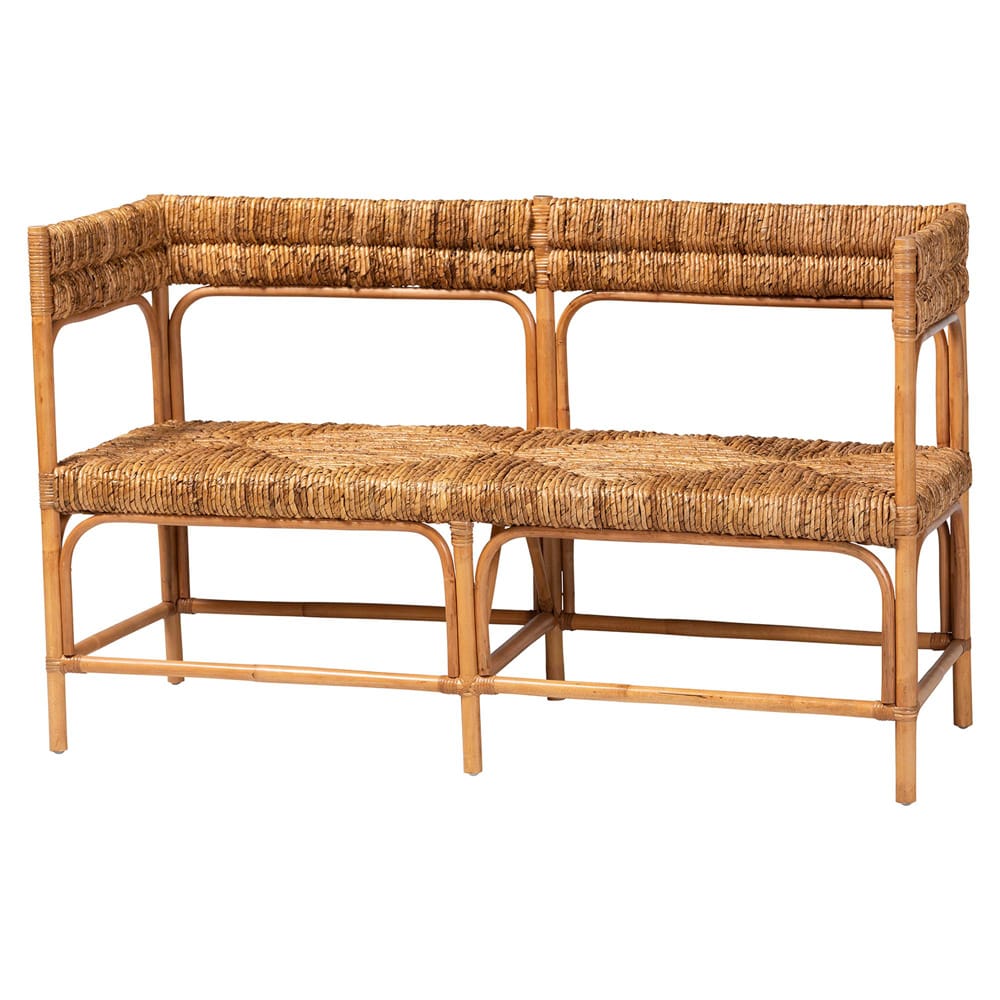 bali & pari - Adisa Dining Bench in Light Honey/Natural Brown - Adisa-Light Honey Rattan-Bench view 1
