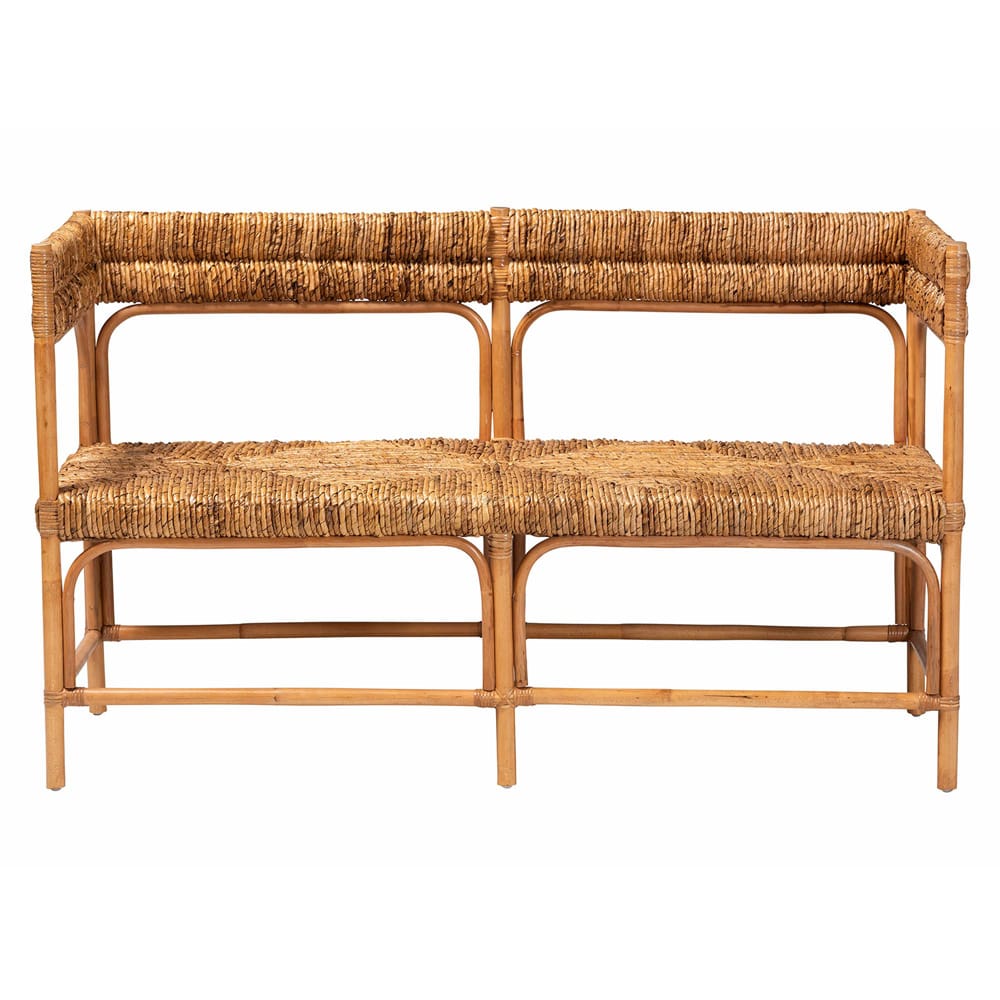 bali & pari - Adisa Dining Bench in Light Honey/Natural Brown - Adisa-Light Honey Rattan-Bench view 2