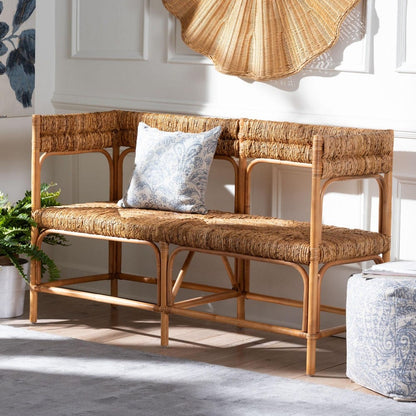bali & pari - Adisa Dining Bench in Light Honey/Natural Brown - Adisa-Light Honey Rattan-Bench view 8