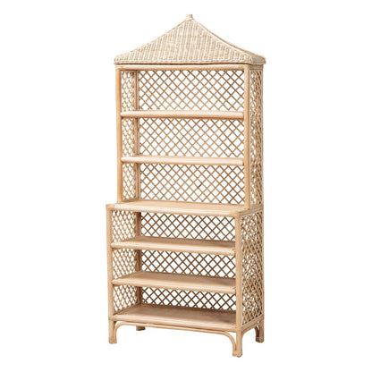 bali & pari - Adonis Shelving Unit in Light Honey - Adonis-Natural/Rattan-Shelf view 1