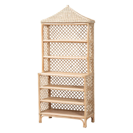 bali & pari - Adonis Shelving Unit in Light Honey - Adonis-Natural/Rattan-Shelf view 1