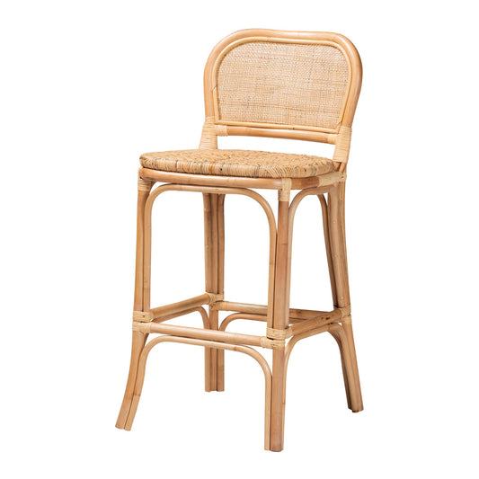 bali & pari - Adrena Bar Stool in Natural Brown - Adrena-Rattan-BS view 1