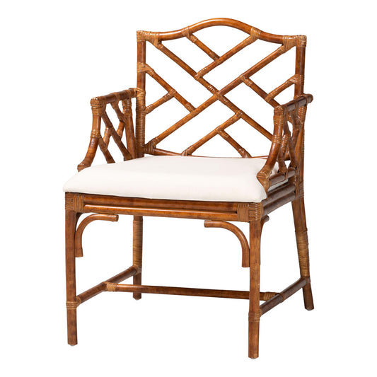 bali & pari - Aella Armchair in Marbled Tortoise Brown/White - WS209-Tortoise Rattan Cushion-Arm-AC view 1