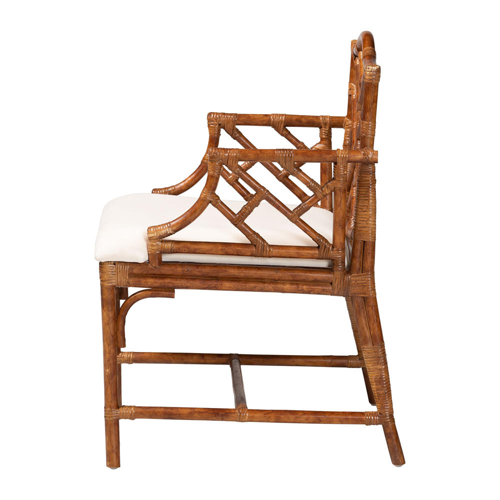bali & pari - Aella Armchair in Marbled Tortoise Brown/White - WS209-Tortoise Rattan Cushion-Arm-AC view 3