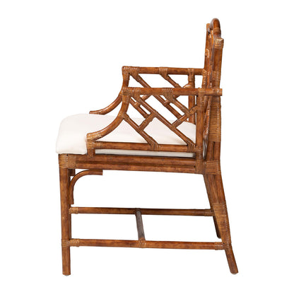 bali & pari - Aella Armchair in Marbled Tortoise Brown/White - WS209-Tortoise Rattan Cushion-Arm-AC view 3