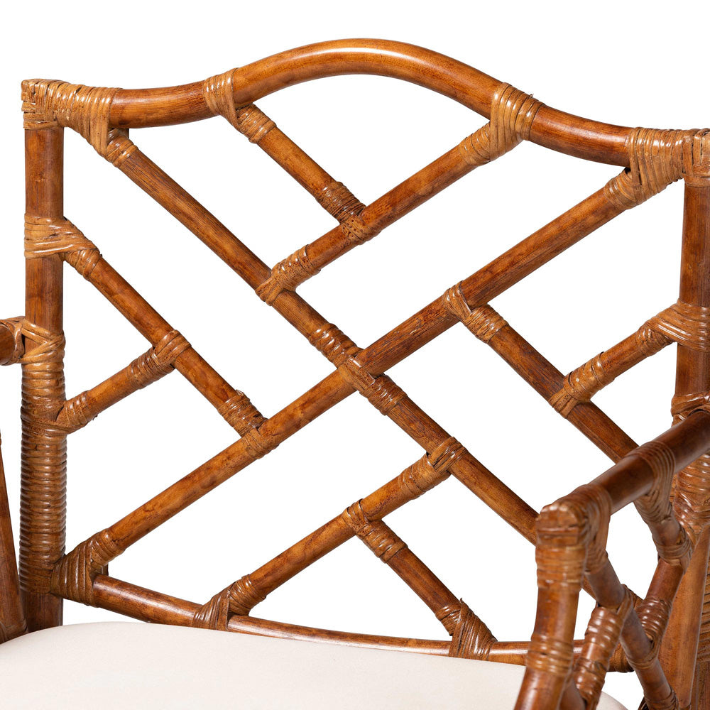 bali & pari - Aella Armchair in Marbled Tortoise Brown/White - WS209-Tortoise Rattan Cushion-Arm-AC view 5