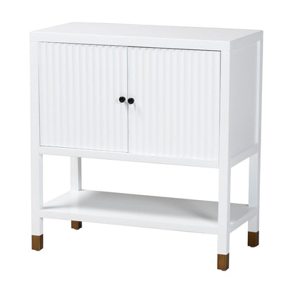 bali & pari  - Aiden Storage Cabinet in White/Brass/Black - KL-1473B Aiden Flute-White/Java-Cabinet view 1