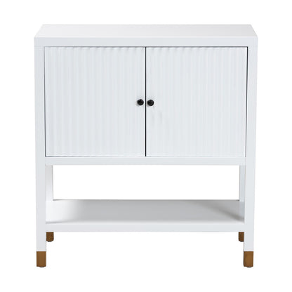 bali & pari  - Aiden Storage Cabinet in White/Brass/Black - KL-1473B Aiden Flute-White/Java-Cabinet view 3