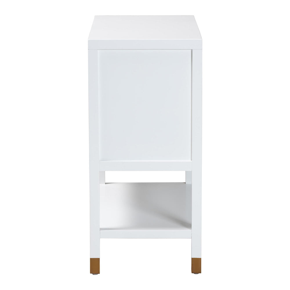 bali & pari  - Aiden Storage Cabinet in White/Brass/Black - KL-1473B Aiden Flute-White/Java-Cabinet view 4