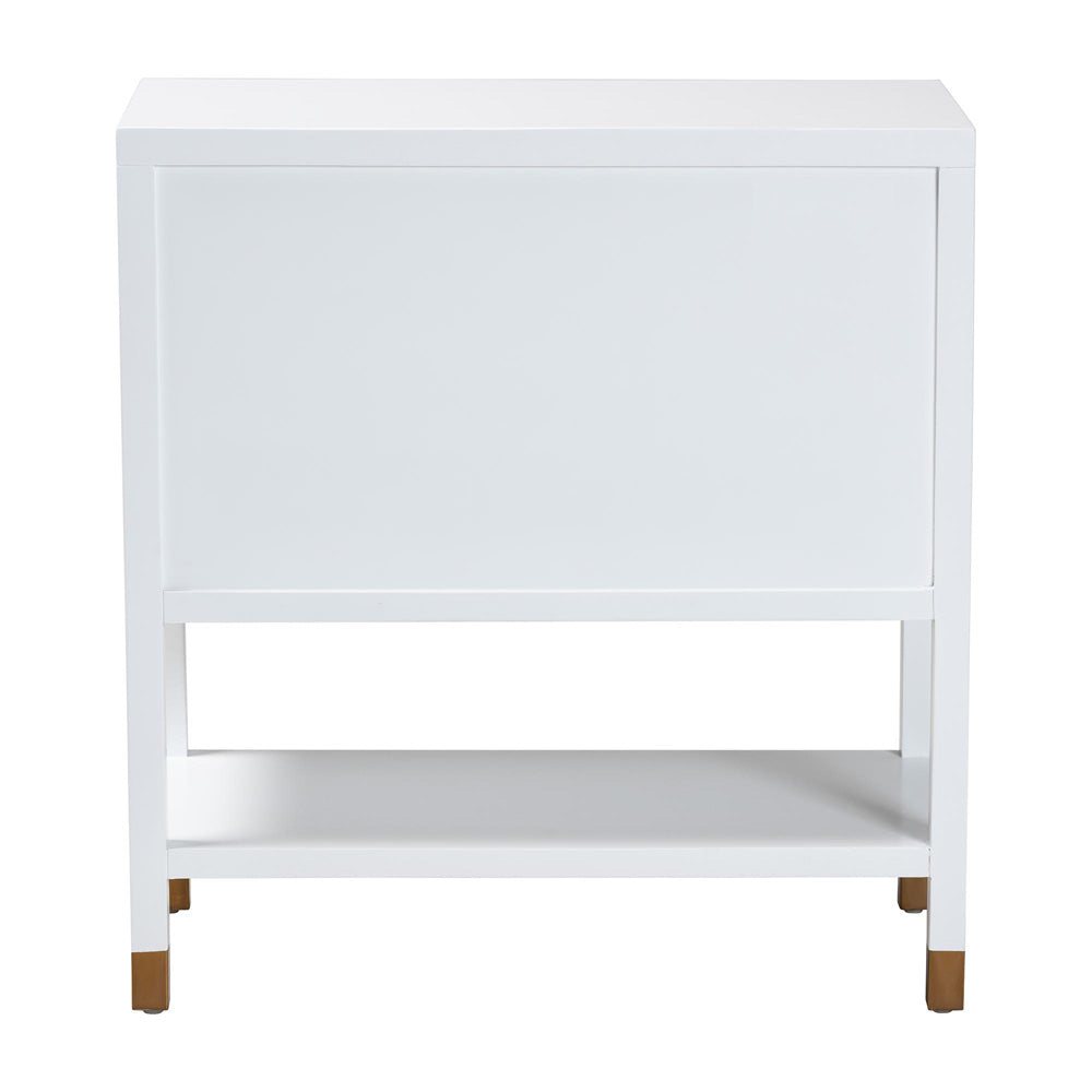 bali & pari  - Aiden Storage Cabinet in White/Brass/Black - KL-1473B Aiden Flute-White/Java-Cabinet view 5