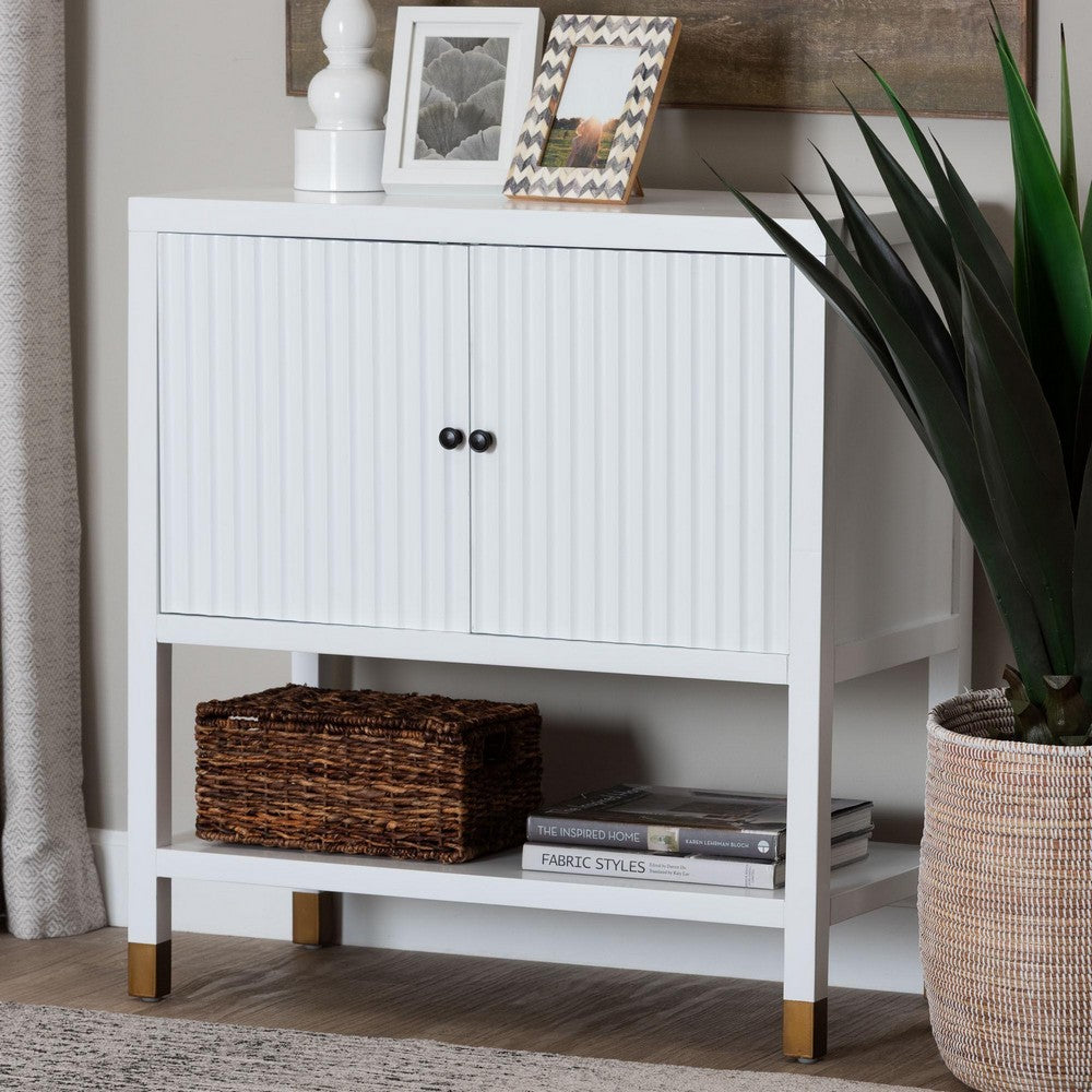 bali & pari  - Aiden Storage Cabinet in White/Brass/Black - KL-1473B Aiden Flute-White/Java-Cabinet view 9