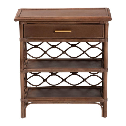 bali & pari - Akane Nightstand in Antique Brown - WS118A-Medium Knob-Antiqued Brown-Rattan-NS view 3