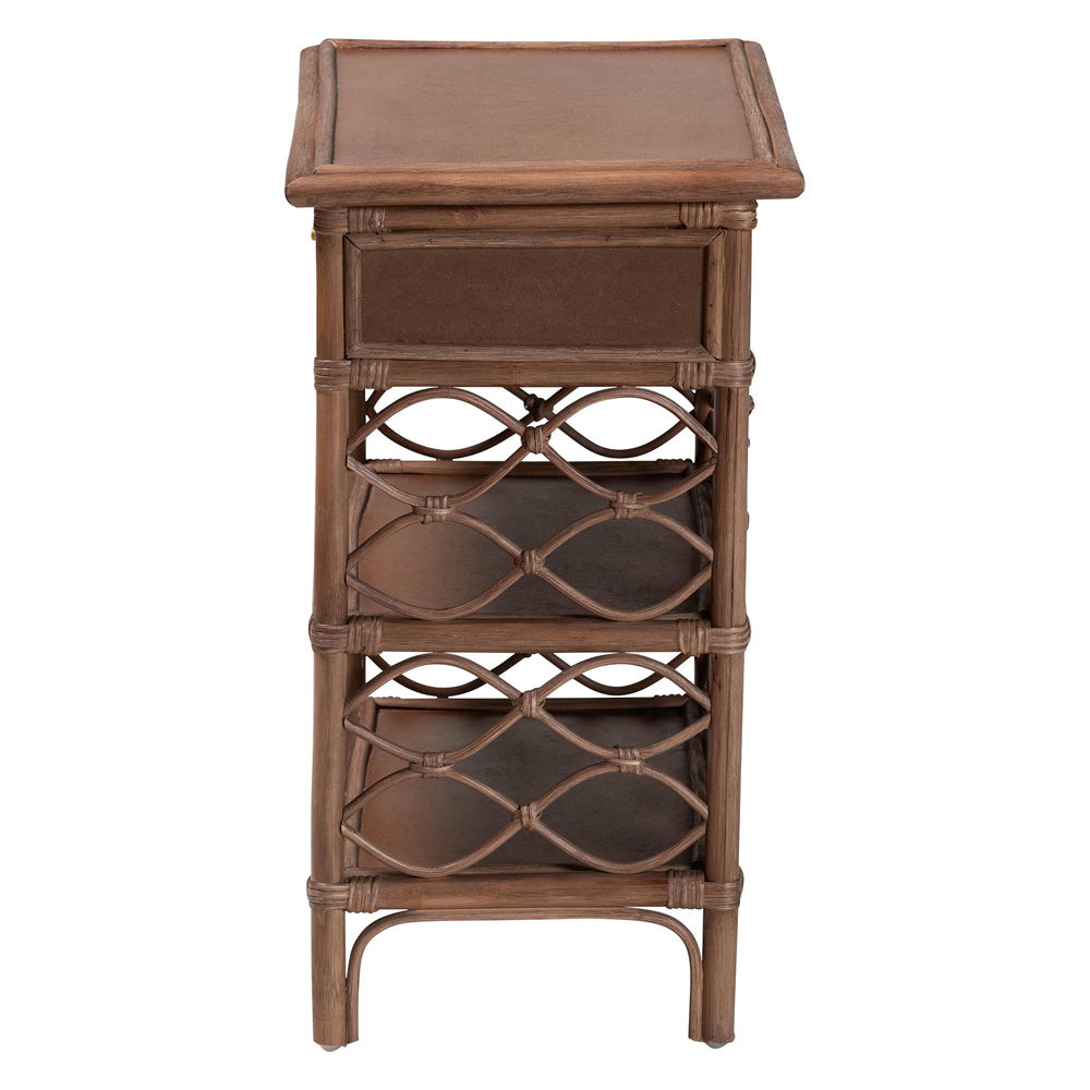 bali & pari - Akane Nightstand in Antique Brown - WS118A-Medium Knob-Antiqued Brown-Rattan-NS view 4