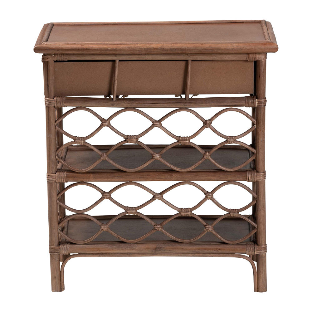bali & pari - Akane Nightstand in Antique Brown - WS118A-Medium Knob-Antiqued Brown-Rattan-NS view 5