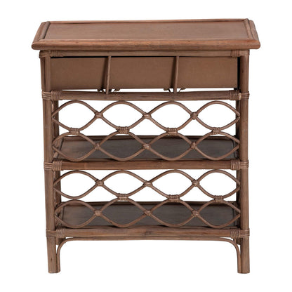 bali & pari - Akane Nightstand in Antique Brown - WS118A-Medium Knob-Antiqued Brown-Rattan-NS view 5