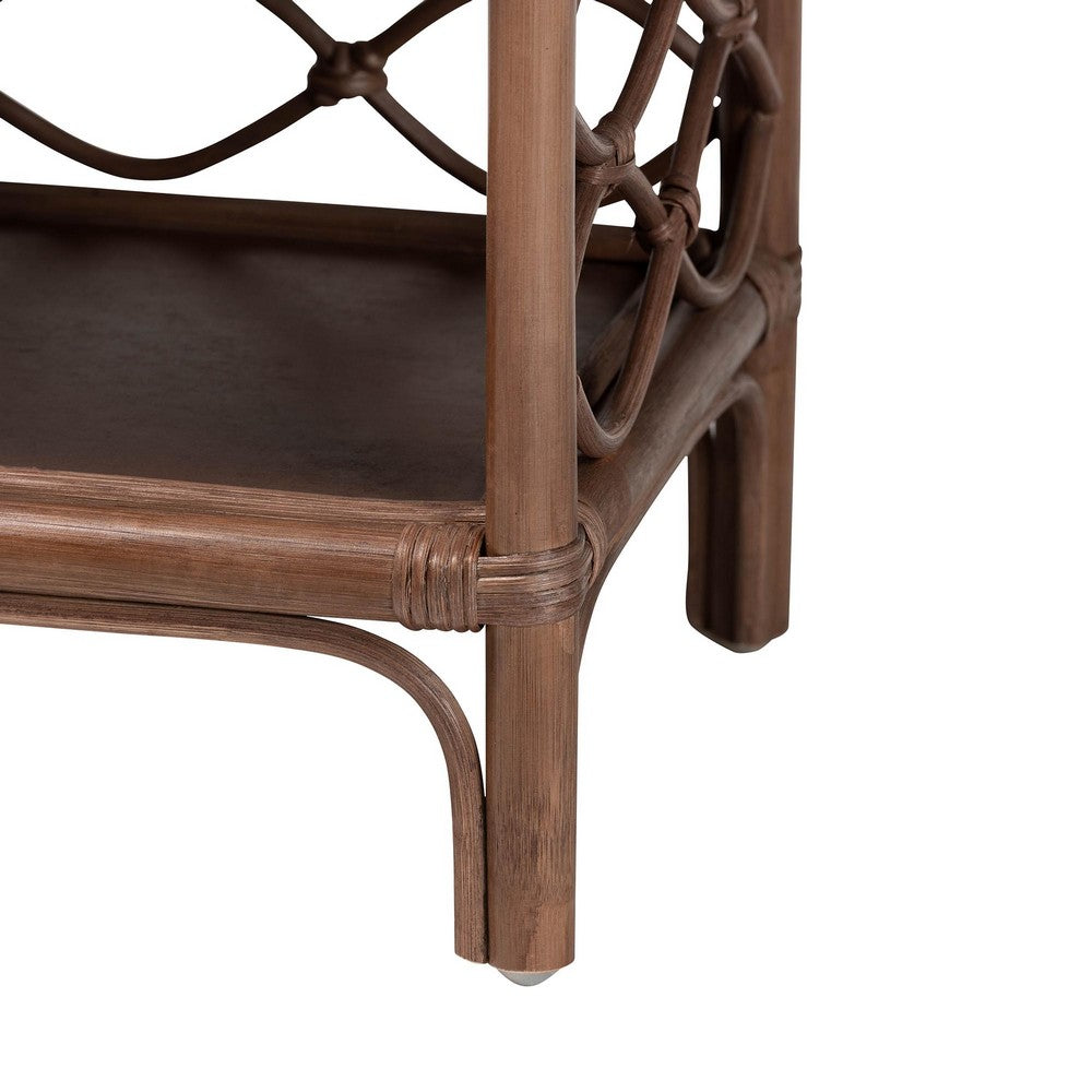 bali & pari - Akane Nightstand in Antique Brown - WS118A-Medium Knob-Antiqued Brown-Rattan-NS view 7