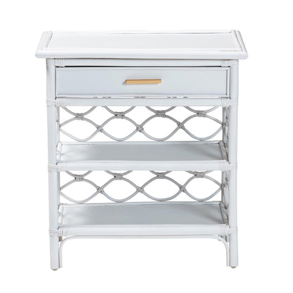 bali & pari - Akane Nightstand in White - WS118A-Medium Knob-White-Rattan-NS view 3