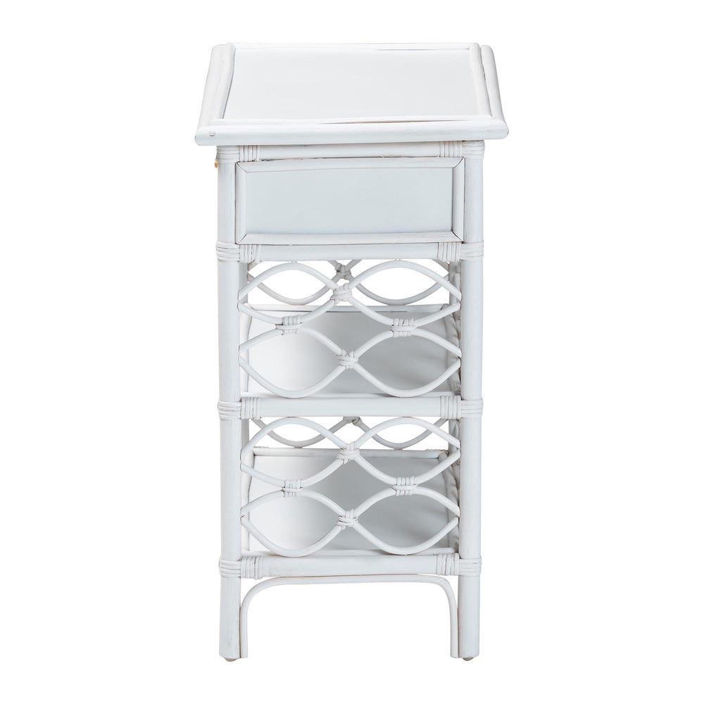 bali & pari - Akane Nightstand in White - WS118A-Medium Knob-White-Rattan-NS view 4