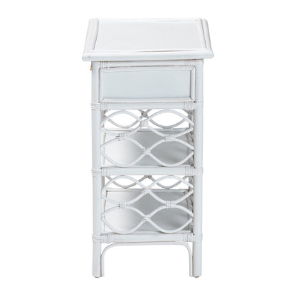 bali & pari - Akane Nightstand in White - WS118A-Medium Knob-White-Rattan-NS view 4