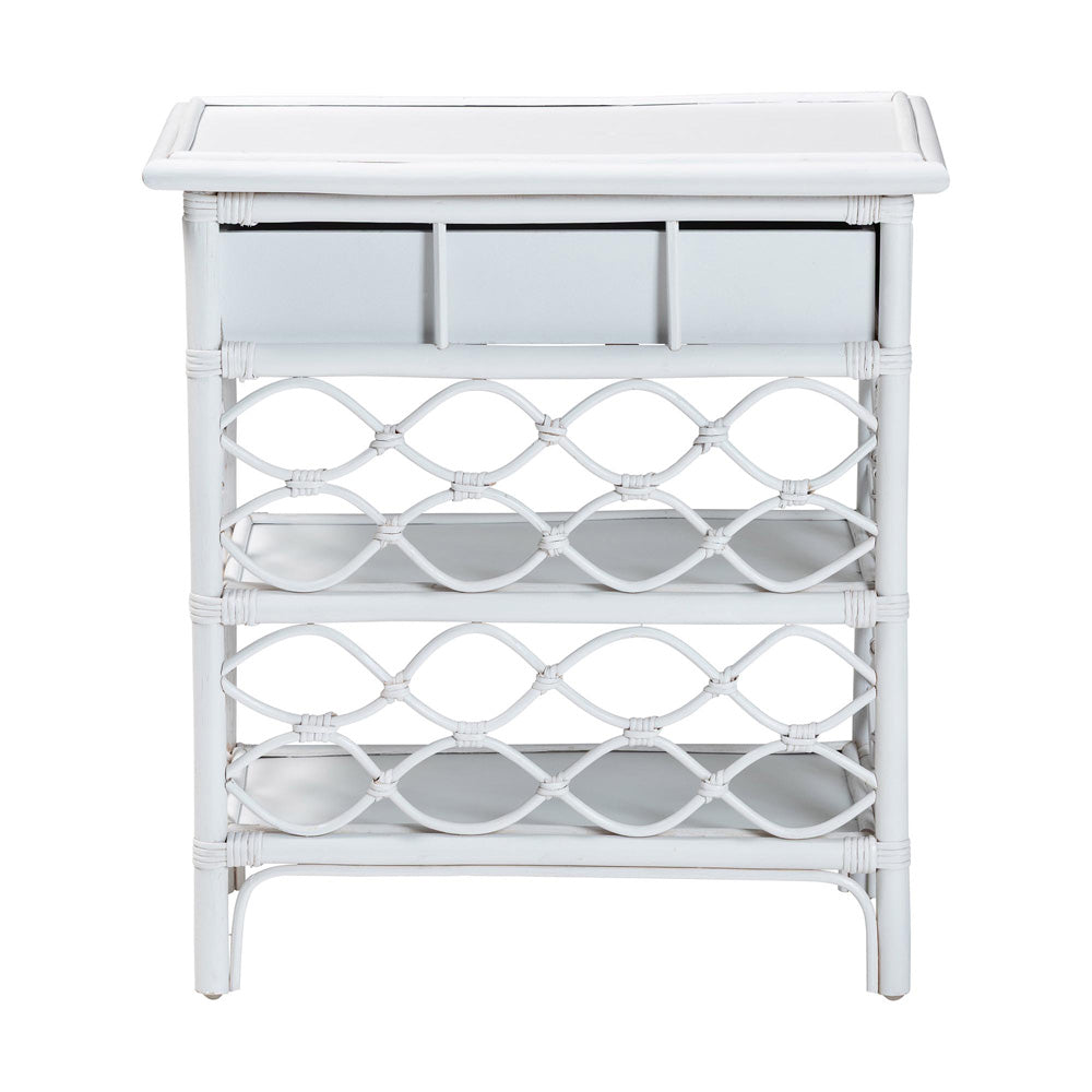 bali & pari - Akane Nightstand in White - WS118A-Medium Knob-White-Rattan-NS view 5