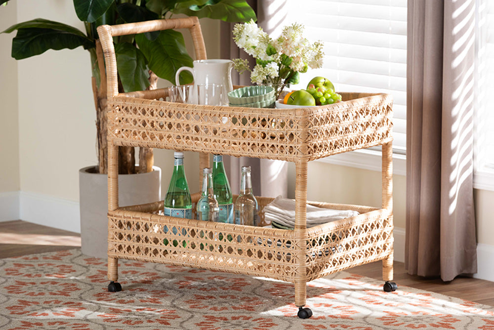 bali & pari - Alaina Cart - Alaina-Natural Rattan-Cart view 5