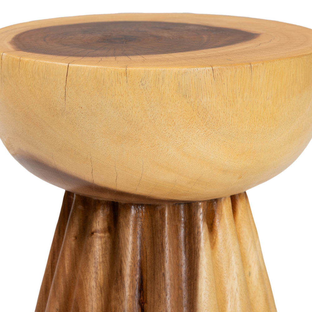 bali & pari - Alara End Table in Natural Brown - Suar S/T 008-Natural-Side Table view 3