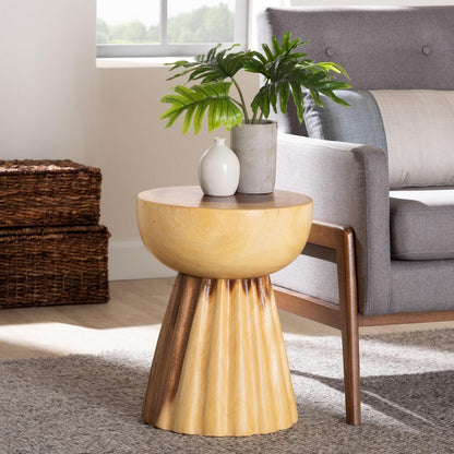 bali & pari - Alara End Table in Natural Brown - Suar S/T 008-Natural-Side Table view 7