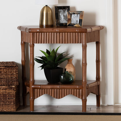 bali & pari - AlessaConsole Table in Mahogany Brown - Alessa-Light Brown Wooden-32in-Console Table view 8