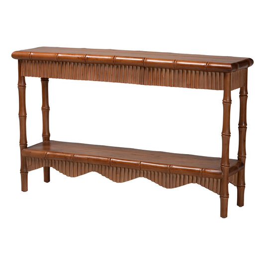 bali & pari - AlessaConsole Table in Mahogany Brown - Alessa-Light Brown Wooden-54in-Console Table view 1