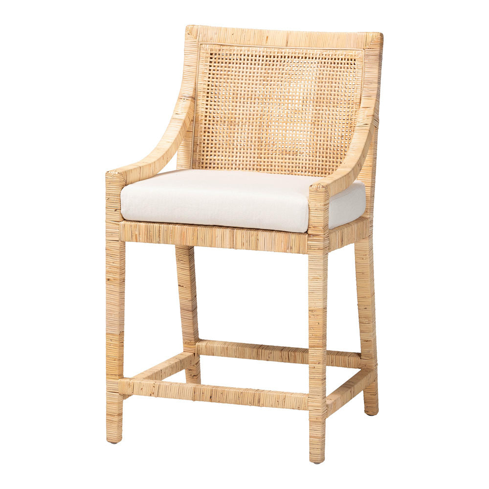 bali & pari - Alexis Counter Stool in Light Honey - Alexis-Light Honey Rattan-Cushion-CS view 1