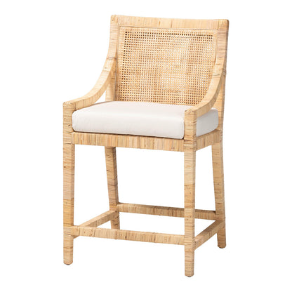bali & pari - Alexis Counter Stool in Light Honey - Alexis-Light Honey Rattan-Cushion-CS view 1