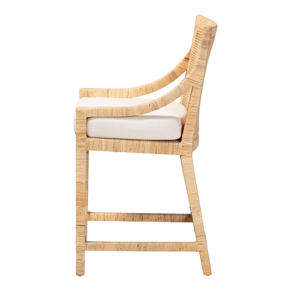 bali & pari - Alexis Counter Stool in Light Honey - Alexis-Light Honey Rattan-Cushion-CS view 3