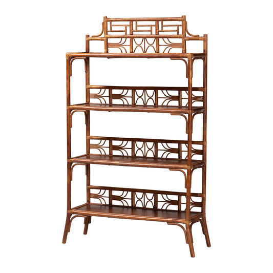 bali & pari - Aleya Shelving Unit in Marbled Tortoise Brown - WS210-Tortoise Rattan-Shelf view 1