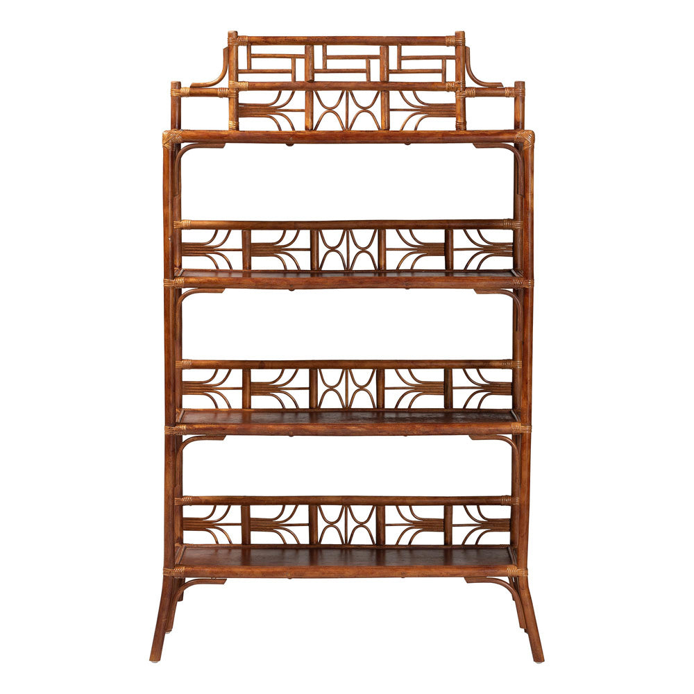 bali & pari - Aleya Shelving Unit in Marbled Tortoise Brown - WS210-Tortoise Rattan-Shelf view 2