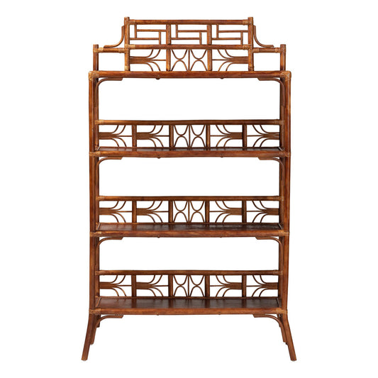 bali & pari - Aleya Shelving Unit in Marbled Tortoise Brown - WS210-Tortoise Rattan-Shelf view 2