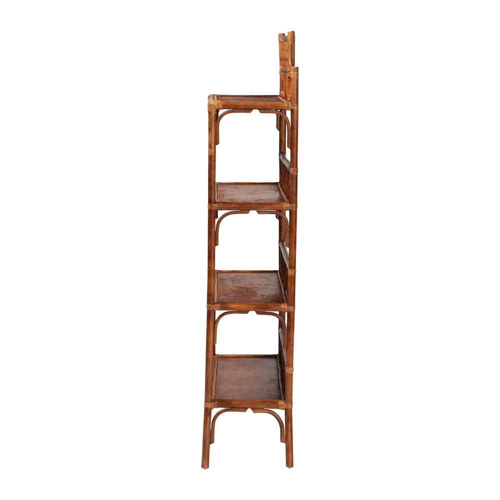 bali & pari - Aleya Shelving Unit in Marbled Tortoise Brown - WS210-Tortoise Rattan-Shelf view 3