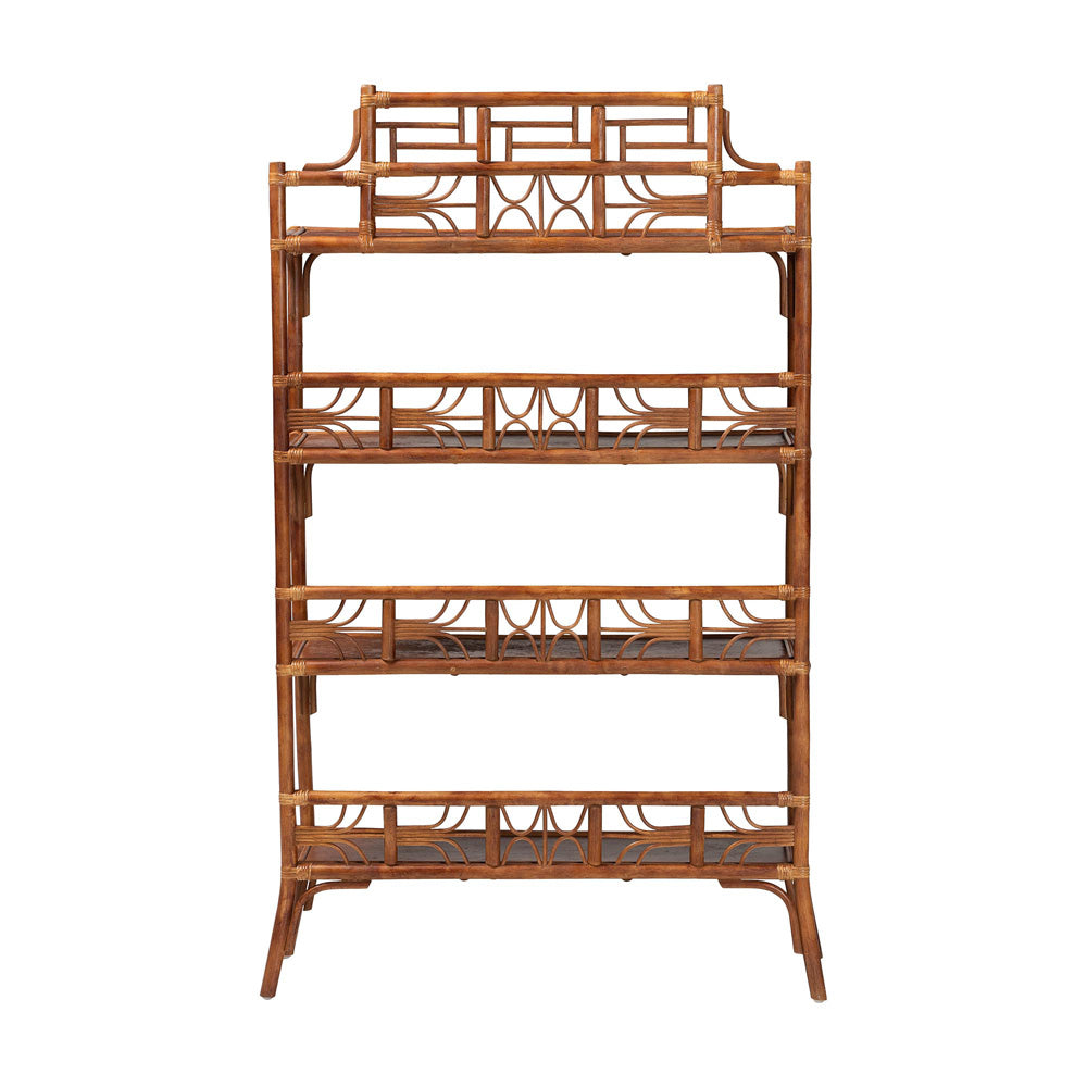 bali & pari - Aleya Shelving Unit in Marbled Tortoise Brown - WS210-Tortoise Rattan-Shelf view 4