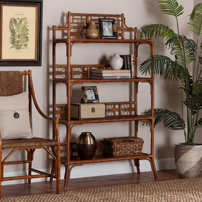 bali & pari - Aleya Shelving Unit in Marbled Tortoise Brown - WS210-Tortoise Rattan-Shelf view 8