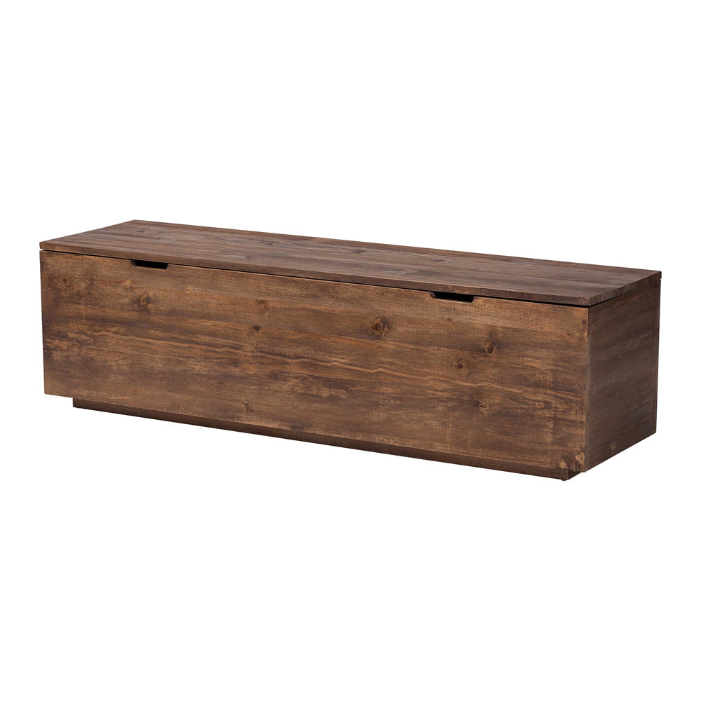 bali & pari  - Alfonso Storage Trunk in Brown Wash - Alfonso-Brown-Wooden-Bench-Boxed view 1